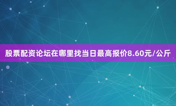 股票配资论坛在哪里找当日最高报价8.60元/公斤